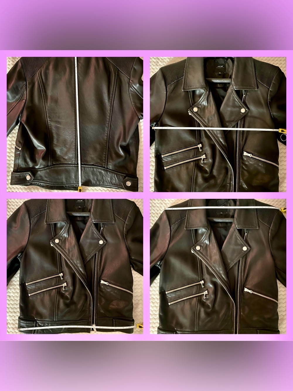 Joe's Jeans Black Genuine Soft Lamb Leather Moto Jacket NEW - Picture 9 of 15